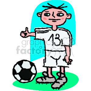 Soccer Player with Ball and Thumbs-Up Gesture