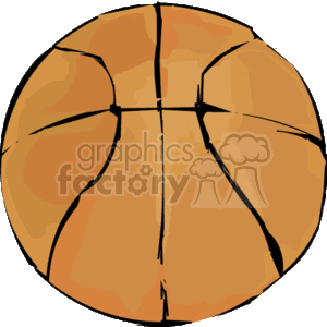 The clipart image shows a stylized sketch of a basketball. It's depicted with prominent black lines outlining its segments and an orange background, capturing the typical colors and design of a basketball.