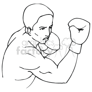 Boxer in Defensive Stance Line Art