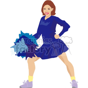 Cheerleader wearing a blue uniform