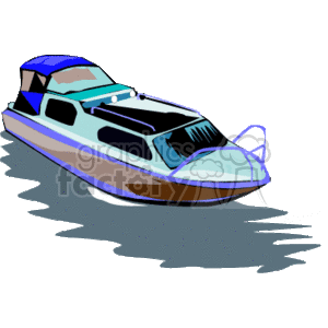 Image of a Blue and White Speedboat on Water