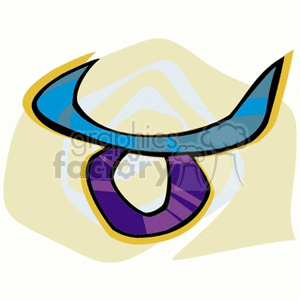 Colorful clipart of the Taurus zodiac sign, illustrating a stylized bull's head with a blue and purple design.