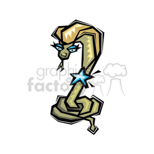 Clipart image of a stylized snake representing the zodiac sign of Libra. The snake has an angular, geometric design with blue eyes and a blue star on its body.