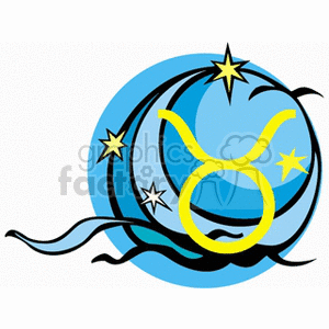 Clipart illustration of the Taurus zodiac sign, featuring a stylized bull symbol with a cosmic backdrop of stars.