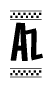 The image contains the text Az in a bold, stylized font, with a checkered flag pattern bordering the top and bottom of the text.