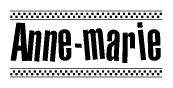 The clipart image displays the text Anne-marie in a bold, stylized font. It is enclosed in a rectangular border with a checkerboard pattern running below and above the text, similar to a finish line in racing. 