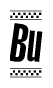 The image contains the text Bu in a bold, stylized font, with a checkered flag pattern bordering the top and bottom of the text.