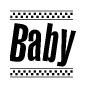 The clipart image displays the text word tag in a bold, stylized font. It is enclosed in a rectangular border with a checkerboard pattern running below and above the text, similar to a finish line in racing. 
