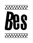 The image contains the text Bes in a bold, stylized font, with a checkered flag pattern bordering the top and bottom of the text.