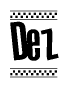 Dez Bold Text with Racing Checkerboard Pattern Border