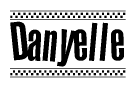 The clipart image displays the text Danyelle in a bold, stylized font. It is enclosed in a rectangular border with a checkerboard pattern running below and above the text, similar to a finish line in racing. 