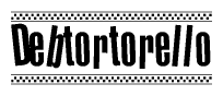 The image contains the text Debtortorello in a bold, stylized font, with a checkered flag pattern bordering the top and bottom of the text.