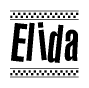 The image contains the text Elida in a bold, stylized font, with a checkered flag pattern bordering the top and bottom of the text.