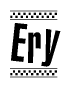The image contains the text Ery in a bold, stylized font, with a checkered flag pattern bordering the top and bottom of the text.
