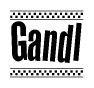 The image contains the text Gandl in a bold, stylized font, with a checkered flag pattern bordering the top and bottom of the text.