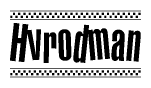The image contains the text Hvrodman in a bold, stylized font, with a checkered flag pattern bordering the top and bottom of the text.