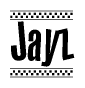 The clipart image displays the text Jayz in a bold, stylized font. It is enclosed in a rectangular border with a checkerboard pattern running below and above the text, similar to a finish line in racing. 
