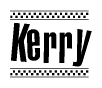 The clipart image displays the text Kerry in a bold, stylized font. It is enclosed in a rectangular border with a checkerboard pattern running below and above the text, similar to a finish line in racing. 