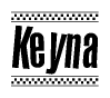 The clipart image displays the text Keyna in a bold, stylized font. It is enclosed in a rectangular border with a checkerboard pattern running below and above the text, similar to a finish line in racing. 
