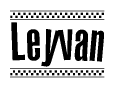 Leyvan Bold Text with Racing Checkerboard Pattern Border