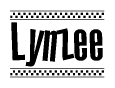 The image contains the text Lynzee in a bold, stylized font, with a checkered flag pattern bordering the top and bottom of the text.