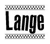 The clipart image displays the text Lange in a bold, stylized font. It is enclosed in a rectangular border with a checkerboard pattern running below and above the text, similar to a finish line in racing. 