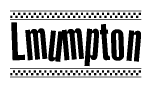 The clipart image displays the text Lmumpton in a bold, stylized font. It is enclosed in a rectangular border with a checkerboard pattern running below and above the text, similar to a finish line in racing. 