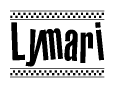 The image contains the text Lymari in a bold, stylized font, with a checkered flag pattern bordering the top and bottom of the text.