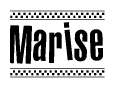   The clipart image displays the text Marise in a bold, stylized font. It is enclosed in a rectangular border with a checkerboard pattern running below and above the text, similar to a finish line in racing.  
