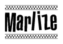 The image contains the text Marlize in a bold, stylized font, with a checkered flag pattern bordering the top and bottom of the text.