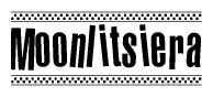 The clipart image displays the text Moonlitsiera in a bold, stylized font. It is enclosed in a rectangular border with a checkerboard pattern running below and above the text, similar to a finish line in racing. 