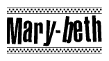 The clipart image displays the text Mary-beth in a bold, stylized font. It is enclosed in a rectangular border with a checkerboard pattern running below and above the text, similar to a finish line in racing. 