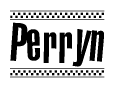 The clipart image displays the text Perryn in a bold, stylized font. It is enclosed in a rectangular border with a checkerboard pattern running below and above the text, similar to a finish line in racing. 
