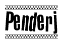 The image contains the text Penderj in a bold, stylized font, with a checkered flag pattern bordering the top and bottom of the text.
