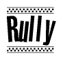 The image contains the text Rully in a bold, stylized font, with a checkered flag pattern bordering the top and bottom of the text.