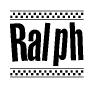 The clipart image displays the text Ralph in a bold, stylized font. It is enclosed in a rectangular border with a checkerboard pattern running below and above the text, similar to a finish line in racing. 
