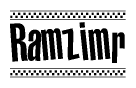 The clipart image displays the text Ramzimr in a bold, stylized font. It is enclosed in a rectangular border with a checkerboard pattern running below and above the text, similar to a finish line in racing. 