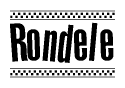 The image contains the text Rondele in a bold, stylized font, with a checkered flag pattern bordering the top and bottom of the text.