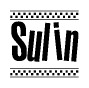 The clipart image displays the text Sulin in a bold, stylized font. It is enclosed in a rectangular border with a checkerboard pattern running below and above the text, similar to a finish line in racing. 