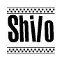 The image contains the text Shilo in a bold, stylized font, with a checkered flag pattern bordering the top and bottom of the text.