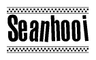 The image contains the text Seanhooi in a bold, stylized font, with a checkered flag pattern bordering the top and bottom of the text.
