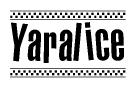 The image contains the text Yaralice in a bold, stylized font, with a checkered flag pattern bordering the top and bottom of the text.