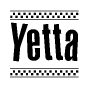 The image contains the text Yetta in a bold, stylized font, with a checkered flag pattern bordering the top and bottom of the text.