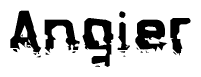 The image contains the word Angier in a stylized font with a static looking effect at the bottom of the words