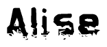 The image contains the word Alise in a stylized font with a static looking effect at the bottom of the words