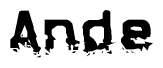 The image contains the word Ande in a stylized font with a static looking effect at the bottom of the words