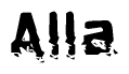 The image contains the word Alla in a stylized font with a static looking effect at the bottom of the words
