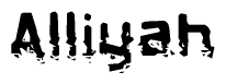 The image contains the word Alliyah in a stylized font with a static looking effect at the bottom of the words