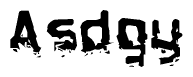 The image contains the word Asdgy in a stylized font with a static looking effect at the bottom of the words