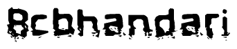 The image contains the word Bcbhandari in a stylized font with a static looking effect at the bottom of the words